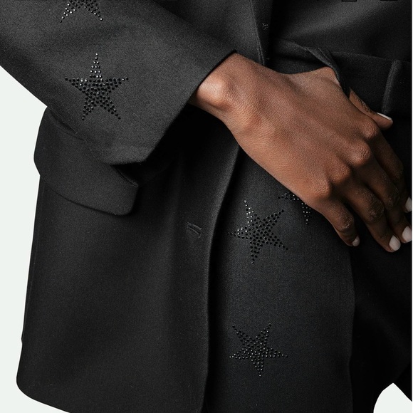 Woman’s Zadig&Voltaire black suit trousers with rhinestone stars on the pocket. - Picture 4 of 5
